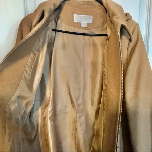 Dark Camel Michael Kors Hooded Notched-Collar Coat, Women’s PXL Created by Macys - Picture 12 of 16